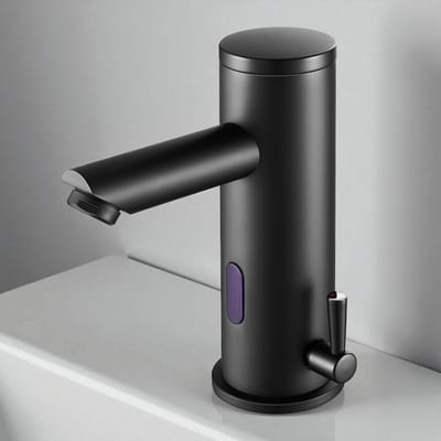 Auralum Wastafelkraan - Automatische Sensor Wastafelkraan - Infrarood Sensor Wastafelkraan - RVS - Eéngreepsmengkraan voor Badkamer Wastafel - Badkamerkraan - Zwart
