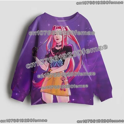 Vente Chaude Kpop Demon Hunters Huntrix Sweat à Capuche Enfant Sweatshirt Anime Dessin Animé 3D Adolescents Pull Décontracté Vêtements d'Extérieur Tops 140 gray