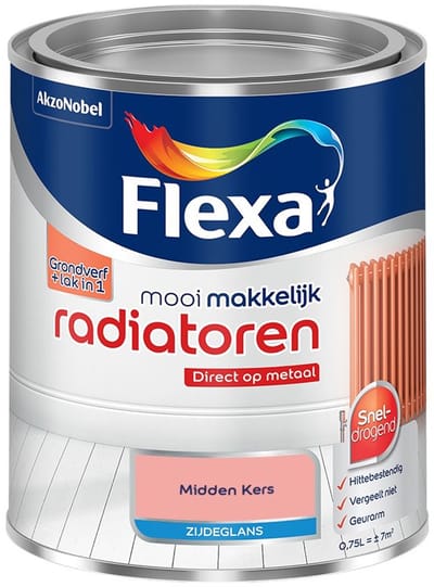 Flexa - Mooi Makkelijk Radiatoren Zijdeglans - Midden Kers - Mengverf - 750 Ml