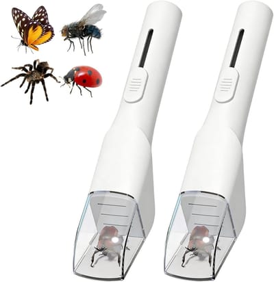 Insectenvanger - Draagbare spinnenvanger - Met Transparante Observatiekamer Voor - Val voor levende insecten - Comfortabel handvatontwerp - Draagbaar en herbruikbaar - Eenvoudig te gebruiken - 2-stuks - Wit