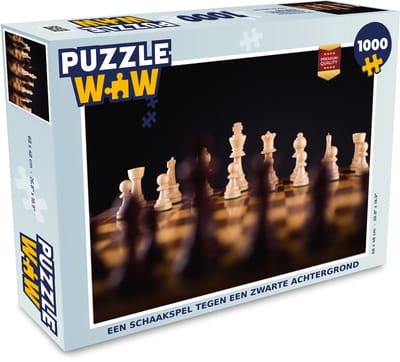 Puzzel Een schaakspel tegen een zwarte achtergrond - Legpuzzel - Puzzel 1000 stukjes volwassenen