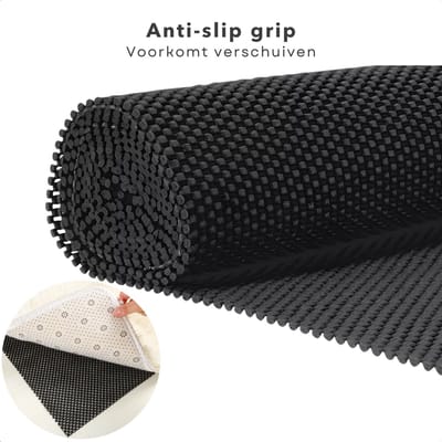 Cheqo® Antislipmat voor Kasten en Lades - Anti-Slipmat Zwart - Keuken Lade Bescherming - Duurzaam Materiaal