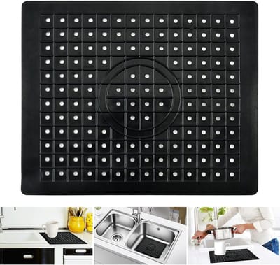 Afvoer Mat voor de Keuken, 31.5 x 25 cm, Zwart, Antislip, Waterabsorberend, Keukenaccessoires, Afwasmat