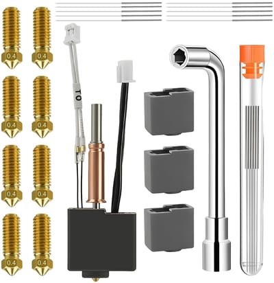 Dailygoods- Hotend Kit Hoge Precisie - 3D-printer - Messing Mondstukken 0,4 mm - Siliconen Beschermhoezen - Reinigingsnaalden - Afmetingen 16 x 11 x 2 cm - 3D-printer Mondstuk