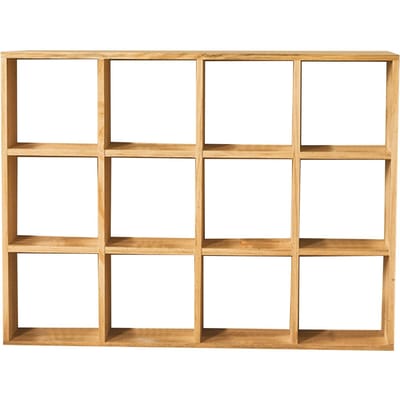 Étagère de rangement en bois à 12 compartiments pour figurines d'action, boîte à ombre en bois, organisateur pour chambre à coucher beige