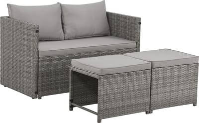 2 in 1 Polyrotan Loungeset Jamaika - Grijs