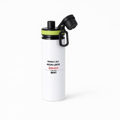 Hacebo® - omdat jij mijn lieve bonuszus bent waterfles met draaidop groen - Zus - de liefste bonuszus - verjaardag - cadeautje voor zus - kado - geschenk - water fles - 850ML