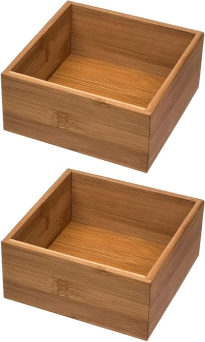Set van 2x stuks bestekbakken/keuken organizers 1-vaks Tidy Smart bamboe 15 x 15 x 7 cm