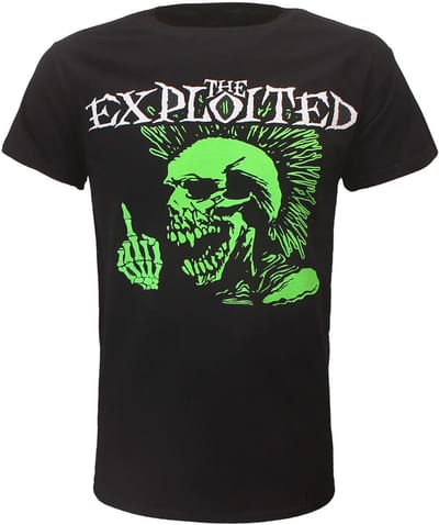 The Exploited Midde Finger Punk Skeleton T-Shirt - Officiële Merchandise - S