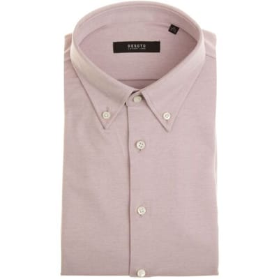 Desoto Luxury Overhemd Short Sleeve Piqué Button Down Licht Roze / male
