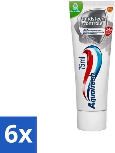 Aquafresh Tandpasta Tandsteen Controle Frisse Adem 75 ml - Voordeelverpakking - 6 stuks