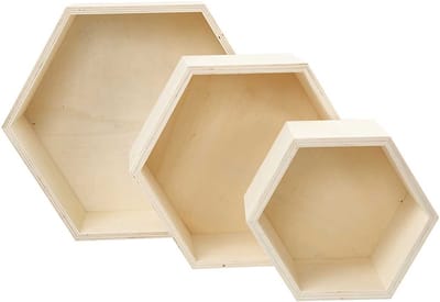 Showdozen, hexagonaal, H: 14,8+19+24,2 cm, D: 10 cm, 3 stuk/ 1 set