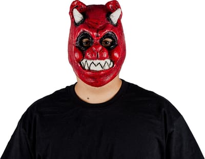 Partychimp Duivelse Beer Hoofdmasker Halloween Masker voor bij Halloween Kostuum Volwassenen Verkleed Masker Carnaval Eng Masker Horror - Latex - One size