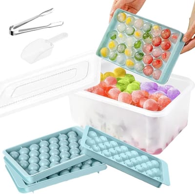 Ronde IJsbal Mallen met 99 Stuks en IJs-emmer, Herbruikbare IJsblokjes Tray voor Cocktails en Whisky, Ideaal voor Verfrissende Dranken