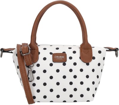 Charm London Buckingham Handtas - Dames - Schoudertas - Crossbodytas - Dames Tas - Dots - Stippen - Zwart Wit