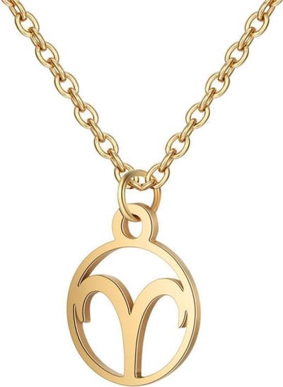 24/7 Jewelry Collection Ram Ketting - Cirkel - Sterrenbeeld - Horoscoop - Goudkleurig