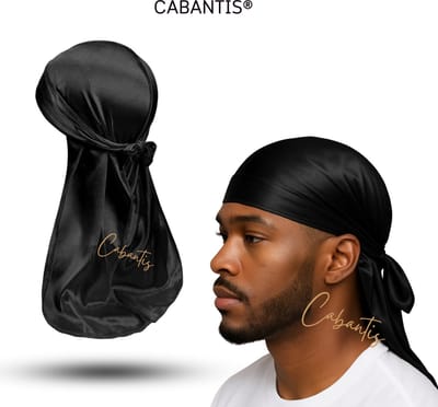Cabantis® Durag Heren – Satijn Waves Cap – Anti-Haarbreuk – Lange Banden – Ademend – Unisex – Zwart
