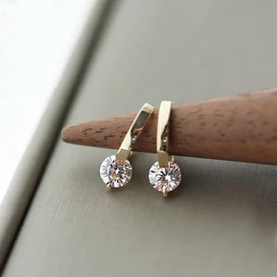 Gouden ronde zirkonia eenvoudige oorbellen met hanger voor vrouwen, Koreaanse hoepel sieraden, bruiloft verjaardagscadeau