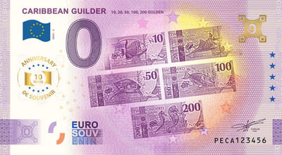 0 Euro biljet Nederland 2025 - Caribbean Guilder 10, 20, 50, 100, 200 Gulden ANNIVERSARY