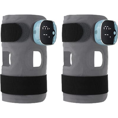Genouillère chauffante réglable Support EMS pour déchirure du ménisque Soulagement de la douleur du tendon rotulien Ceinture de thérapie chauffante