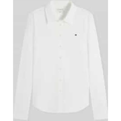 Slim fit overhemdblouse van katoenmix