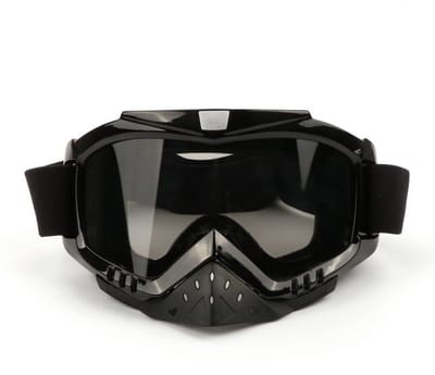 Jhubersproducts - Motorfiets Fietsbril - UV-bescherming - Ademend en verstelbaar - Zwart frame - Skibril voor helm - Geschikt voor motorcross - Grijs/