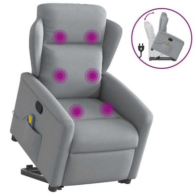 vidaXL - Sta-op-massagestoel - verstelbaar - stof - lichtgrijs