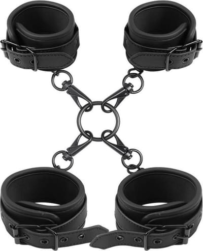 INTOYOU BLACK SHADOW - Wrist And Ankle Cuffs Set Vegan Leather