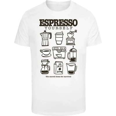 Mister Tee - Espresso Yourself Coffee Heren Tshirt - XS - Wit