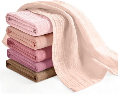 Set van 6 absorberende en ademende mousselines voor pasgeborenen, 100% katoen, 25 cm x 50 cm, ideaal voor luiers en inbakeren