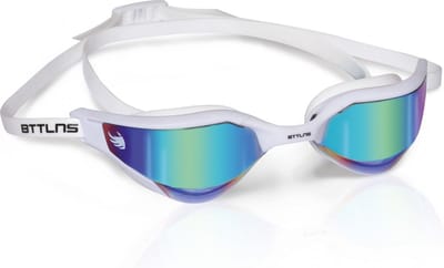 BTTLNS Zwembril - Gespiegelde lenzen - Wedstrijdzwemmen - Race Fit Technology - Anti-condens lenzen - Eliminatie weerkaatsing zon op water - Waterdichte afdichting - Sunfyre 1.0 - Wit/Regenboog