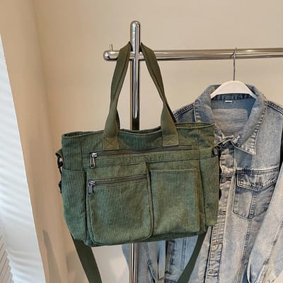 Grote Capaciteit Ribfluweel Dames Tas Nieuwe Koreaanse Stijl Dames Éénschouder Crossbody Tas Luie Stijl Okseltas Casual Draag black