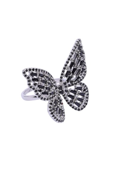 AVANT-GARDE PARIS Butterfly Ring - Free-Size - 1 stuk - Zwart met sprankelende stenen