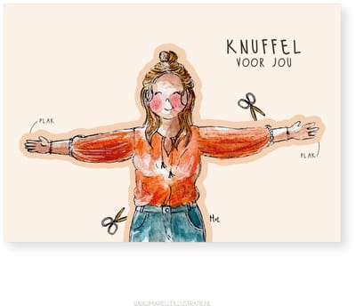 knuffel om uit te knippen wenskaart