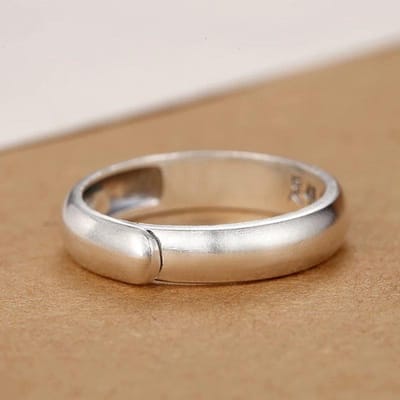 Anneaux en Cuivre Pour Femmes Hommes Couple Minimaliste Fait Main Simple Fin Lisse Anneau Bijoux de Fête Cadeau Prévenir l'Allergie resizable beige