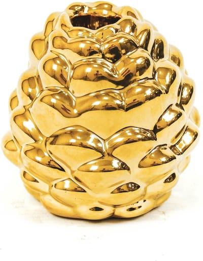 Housevitamin - Dennenappel kandelaar - Goud - Porselein - 9x8.5cm