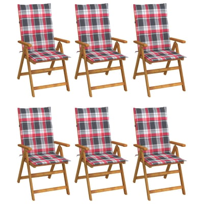 vidaXL - Inklapbare - stoelen - 6 - st - met - kussens - massief - acaciahout