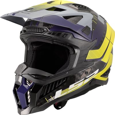 LS2 MX703 X-Force Galuo Grijs H-Vis Geel 06 Crosshelm - Maat S - Helm