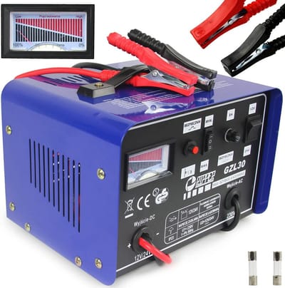 Acculader - Druppellader Batterijlader - Voertuigen Opladen - Snellaadfunctie - 12-24V 30-180Ah - Blauw