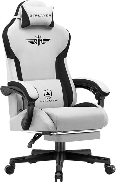 GTPLAYER - Gamingstoel Technische Stof - Met Lendensteun en 150 kg - Grijs