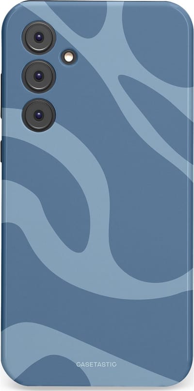 Casetastic hoesje geschikt voor Samsung Galaxy A35 - Dubbellaagse bescherming - Blauwe Water Golven - Fashion Case - Grijs Lichtblauw