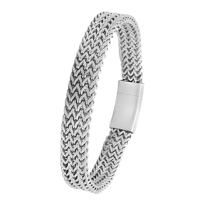 Juwelier Zwartevalk - Stalen mat gevlochten schakel armband - Stainless Steel - 33.125-MT/19 cm