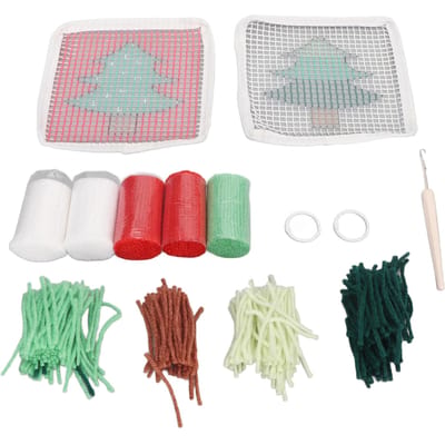 Kit Crochet à Loquet Motif Arbre de Noël Mignon DIY Crochet Dessous de Tasse Doux Confortable Coloré Crochet à Loquet