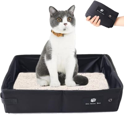 Kattenbak - Draagbare Kattenbak - Waterdicht Oxfords Tafzijde Ruimte Voor Tot 15 Kg 1 Zwart
