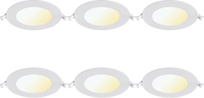 LED Downlight Inbouwspot 6 Stuks - Kingtron Thin - 6W 470lm 120° Bundelhoek - Aanpasbare Lichtkleur 3000K-4000K-6500K - IP40 - Rond - Wit - Ø128mm Buitenmaat - Ø110mm Zaagmaat