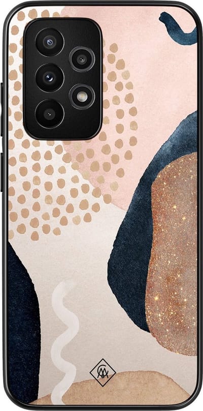Casimoda® hoesje - Geschikt voor Samsung Galaxy A53 - Abstract Dots - Zwart TPU Backcover - Geometrisch patroon - Bruin/beige