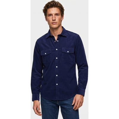 Brooks Brothers Casual Solid Shirt Dark Blue Maat: XL | Casual Overhemden Outlet | Heren | Blauw