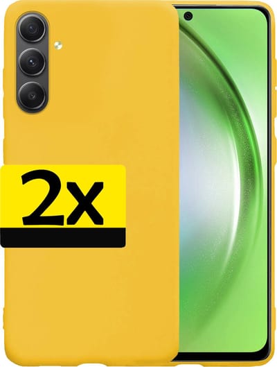 Hoesje - 2 Stuks - Geschikt voor Samsung Galaxy A54 - Sterk & Shockproof - Case Siliconen - Back Cover - Telefoon Hoes - Telefoonhoesjes - Geel
