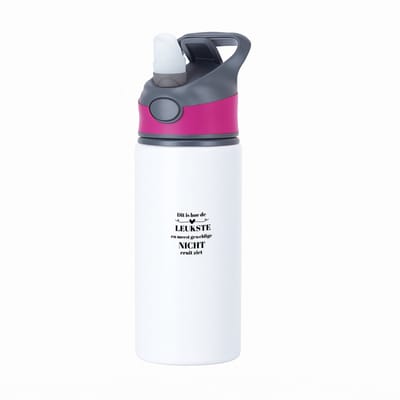 Hacebo® - dit is hoe de leukste en meest geweldige nicht eruit ziet waterfles met rietje roze - Nicht - meest leukste nicht - verjaardag - cadeautje voor nicht - nicht artikelen - kado - geschenk - water fles - 650ML