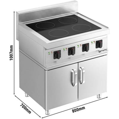 GGM Gastro Induktionsherd - 14 kW - 4 Kochfelder - inkl. Unterbau mit 2 Türen